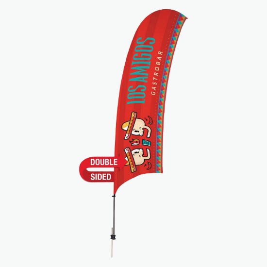 15' Value Razor Sail Sign with Spike Base - Double Sided
