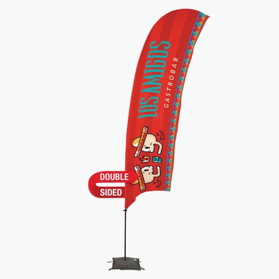 15' Value Razor Sail Sign with Cross Base and Water Ballast - Double Sided