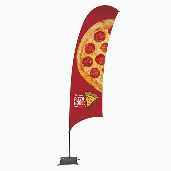15' Value Razor Sail Sign with Cross Base and Water Ballast - Single Sided