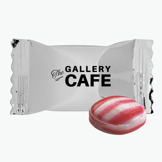 Individually Wrapped Striped Mints - Metallic Wrapper