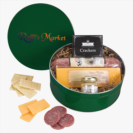 King Size Charcuterie Gourmet Meat and Cheese Gift Tin - Solid - Full Color