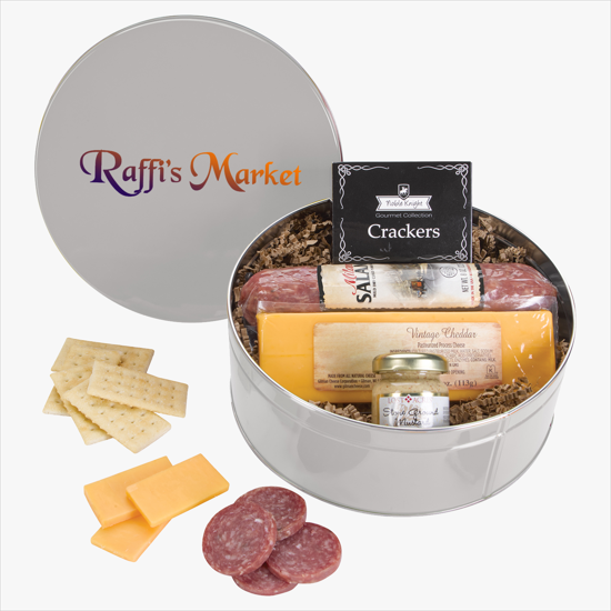 King Size Charcuterie Gourmet Meat and Cheese Gift Tin - Solid - Full Color