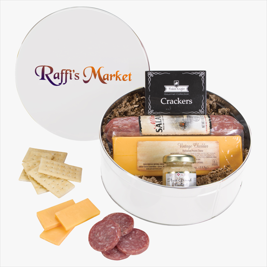 King Size Charcuterie Gourmet Meat and Cheese Gift Tin - Solid - Full Color