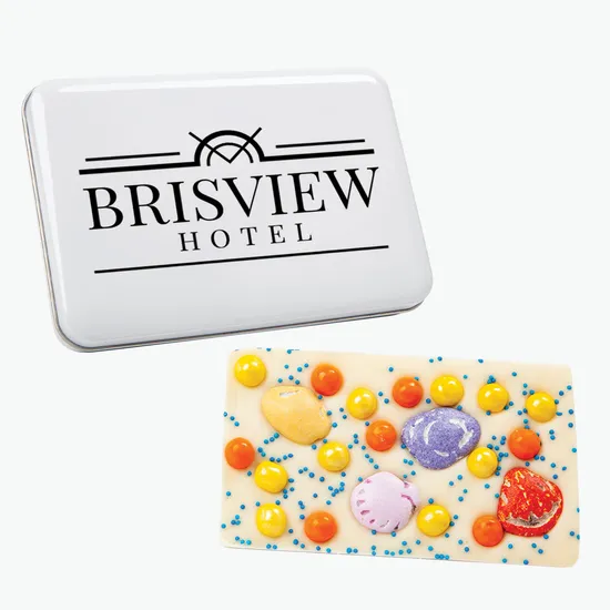 Custom Tin with Choice of Flavored Chocolate Bark