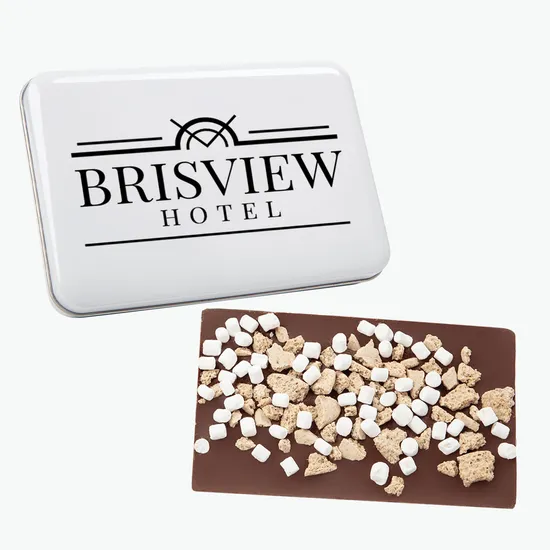 Custom Tin with Choice of Flavored Chocolate Bark