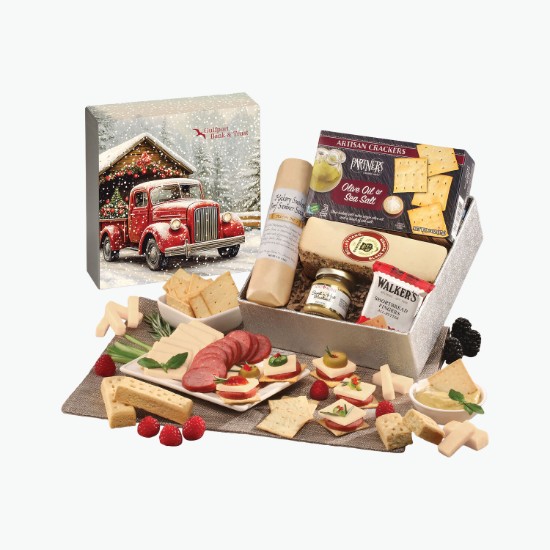 Snack Lover's Gift Box with Red Truck on Bridge Sleeve