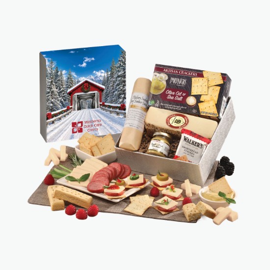 Snack Lover's Gift Box with Snow-Covered Bridge Sleeve
