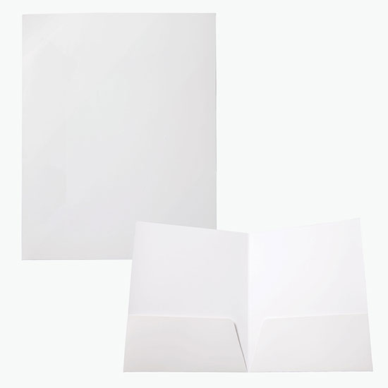 White Presentation Folder - Blank - Business Card Slits w/Rolodex Card