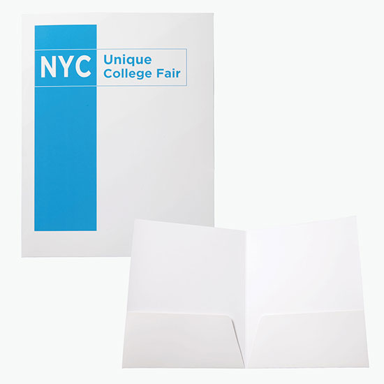 White Presentation Folder - Printed - Business Card Slits w/Rolodex Card