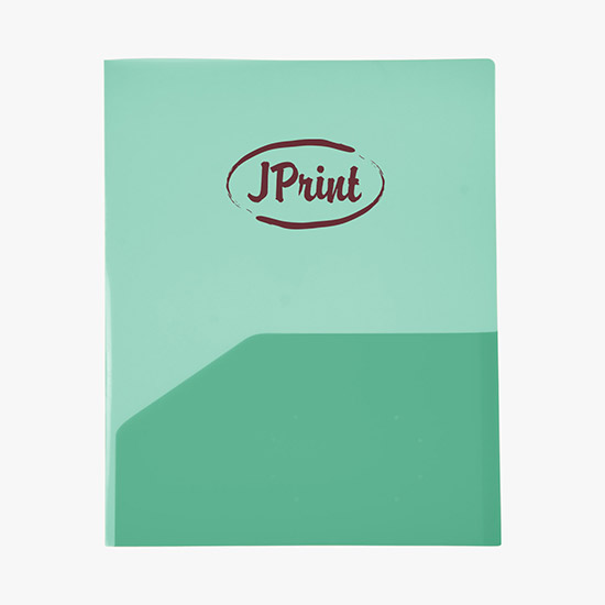 Translucent Twin Pocket Folder w/Business Card Pocket - Multi-Color Imprint