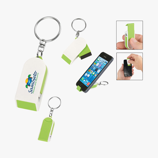 Phone Stand and Screen Cleaner Combo Keychain - 24-Hour Production