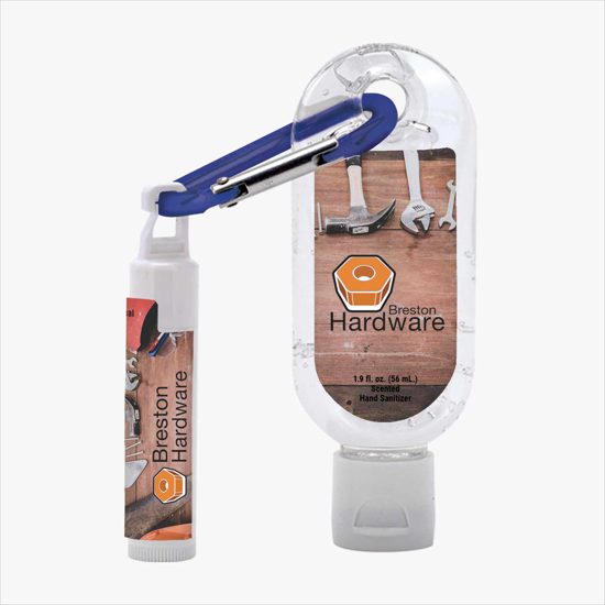 Sanitizer and SPF 15 Lip Balm on Carabiner - Full Color