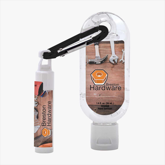 Sanitizer and SPF 15 Lip Balm on Carabiner - Full Color