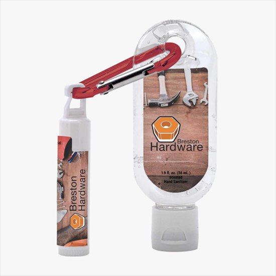 Sanitizer and SPF 15 Lip Balm on Carabiner - Full Color