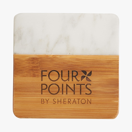 Marble and Bamboo Coaster Set - 24-Hour Production