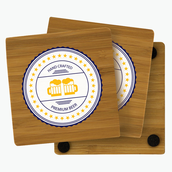 Square Bamboo Coaster - Full Color