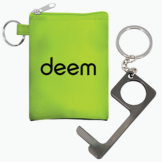 Touch-Free Keyring Tool in Zipper Pouch Set