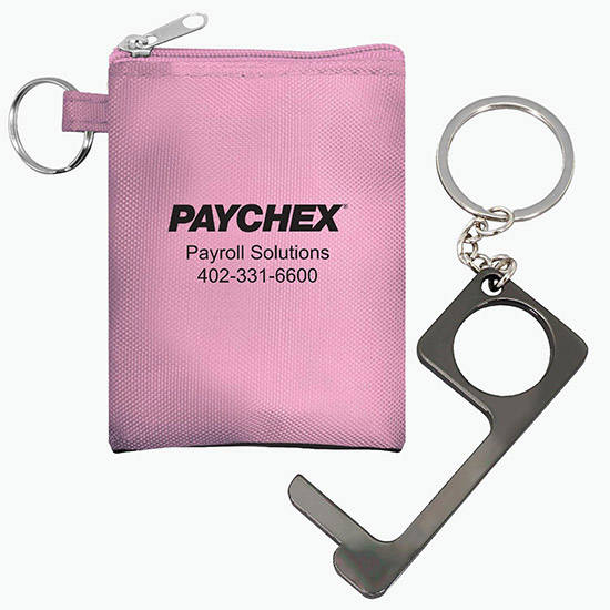Touch-Free Keyring Tool in Zipper Pouch Set