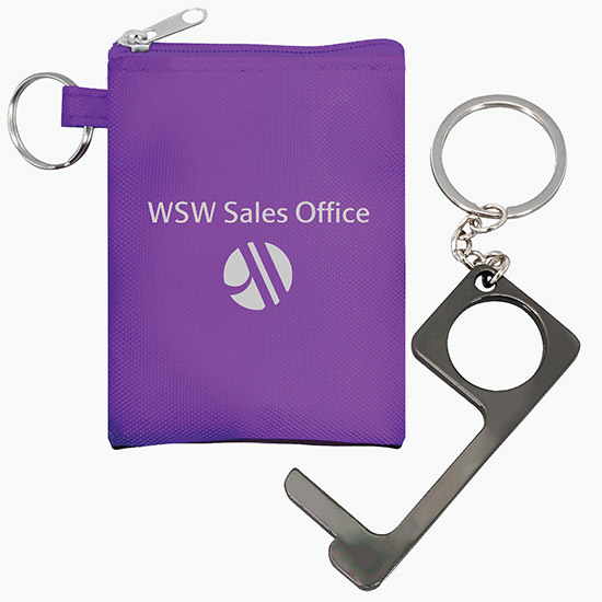 Touch-Free Keyring Tool in Zipper Pouch Set