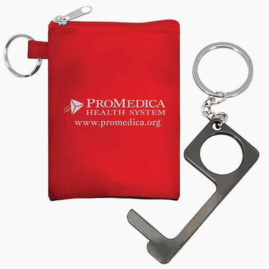 Touch-Free Keyring Tool in Zipper Pouch Set