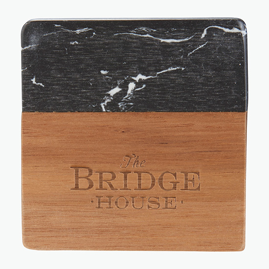 Black Marble & Wood Coaster Set
