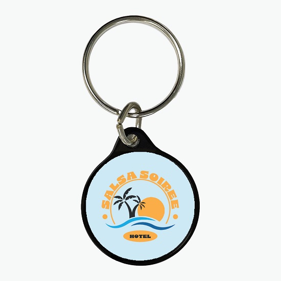 USA Black Metal Key Tag - Round