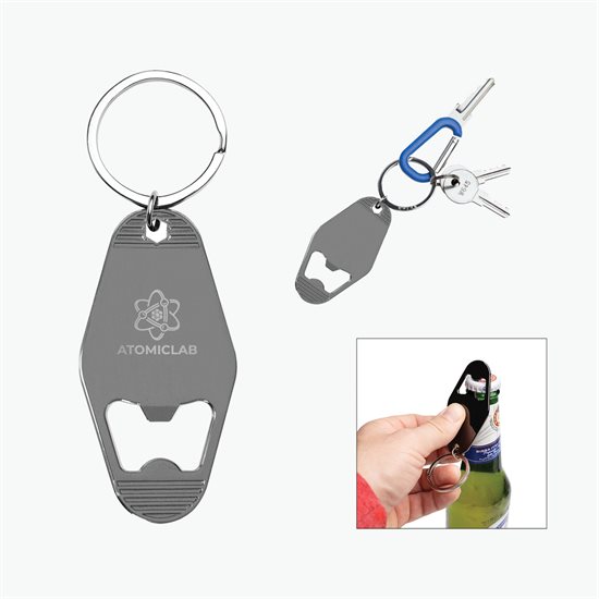Motel Style Metal Key Tag with Bottle Opener