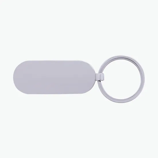 Bamboo and Metal Oval Keychain