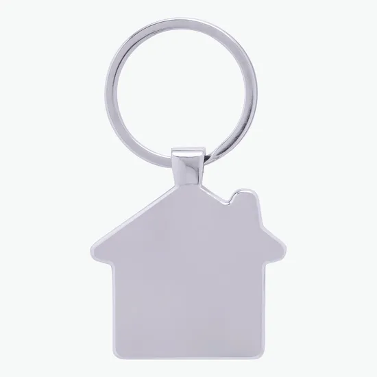 Bamboo and Metal House Keychain
