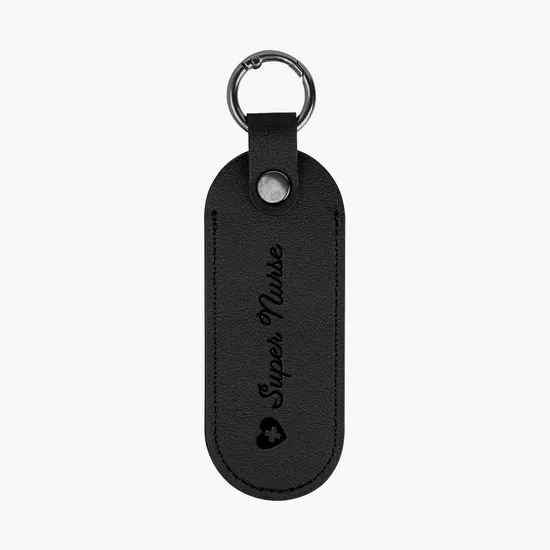 Bates Leatherette Key Tag with Carabiner - Debossed