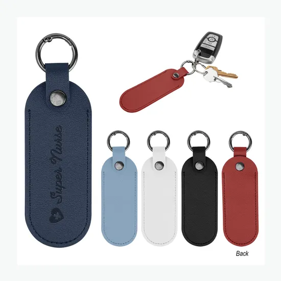Bates Leatherette Key Tag with Carabiner - Debossed