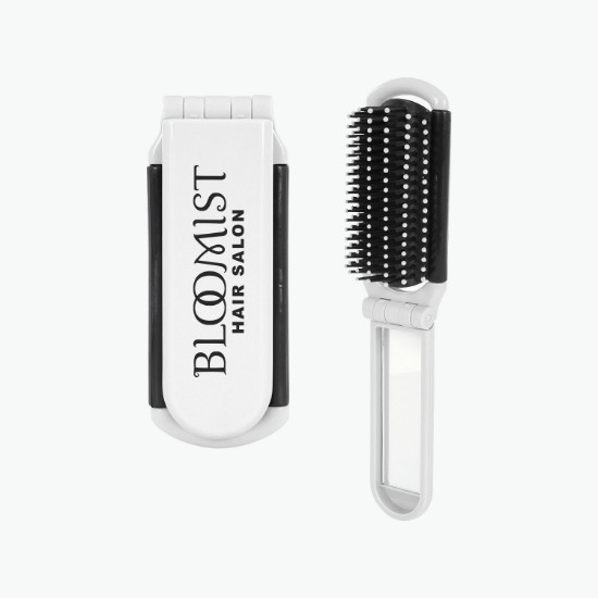 Quick Fix Folding Hairbrush with Mirror - 24-Hour Production
