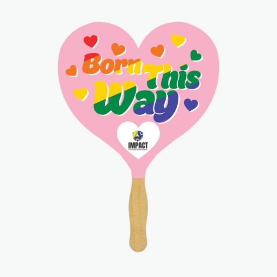 Pride Heart Glued Hand Fan