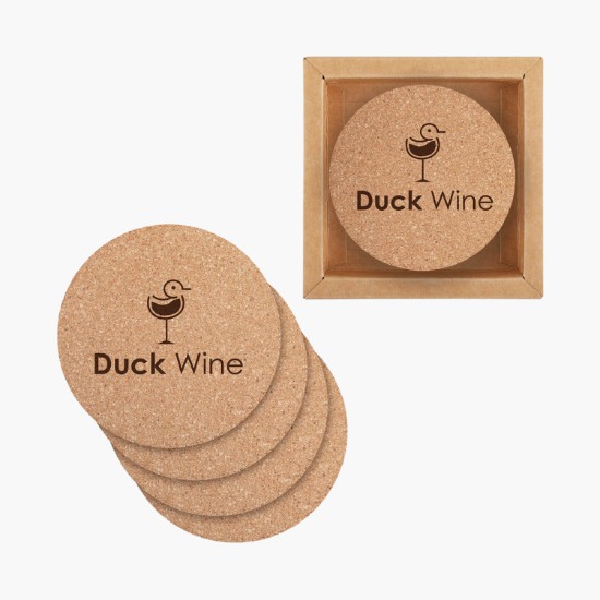 Cork Coaster Set in Box - Set of 4