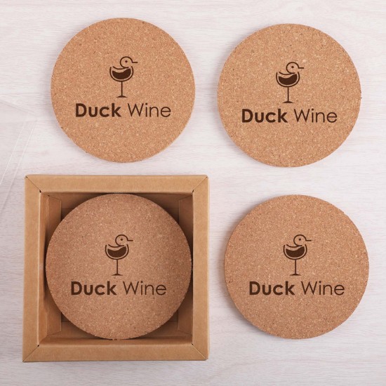 Cork Coaster Set in Box - Set of 4