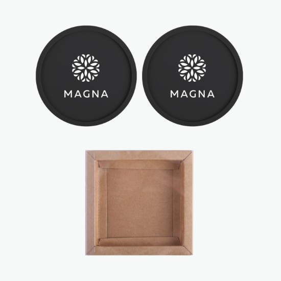 Grippy Round Silicone Coaster Set in Box - Set of 2