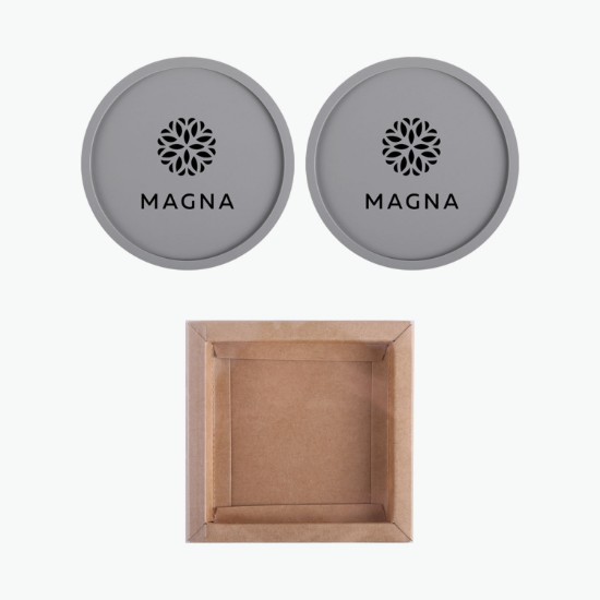 Grippy Round Silicone Coaster Set in Box - Set of 2
