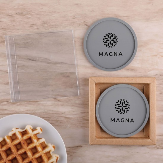 Grippy Round Silicone Coaster Set in Box - Set of 2