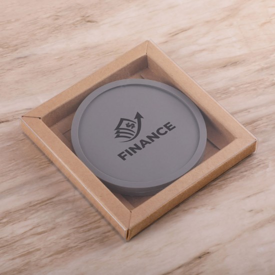 Grippy Round Silicone Coaster Set in Box - Set of 2