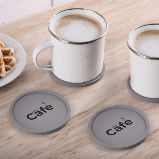 Grippy Round Silicone Coaster Set in Box - Set of 4