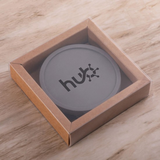 Grippy Round Silicone Coaster Set in Box - Set of 4