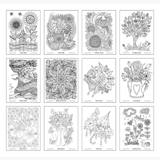 Floral Bliss Adult Coloring Book