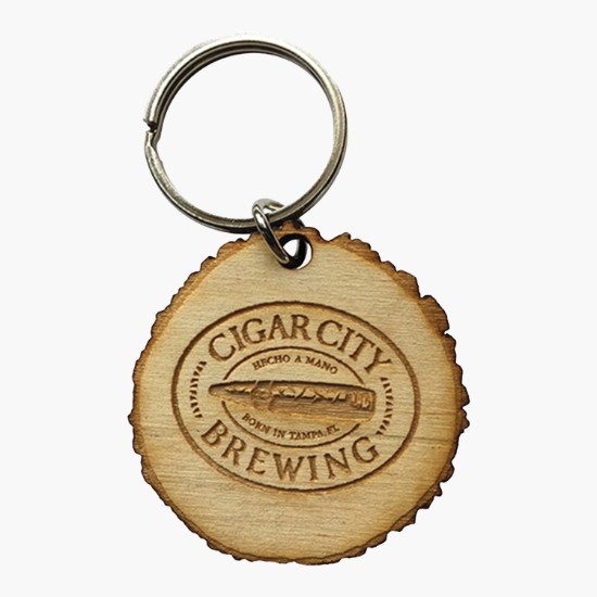 Wood Log Cut Keychain
