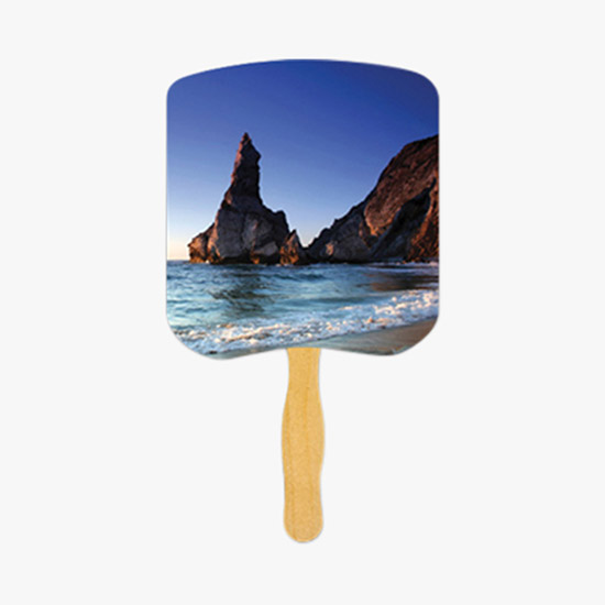 Glued Religious Hand Fan on Stick