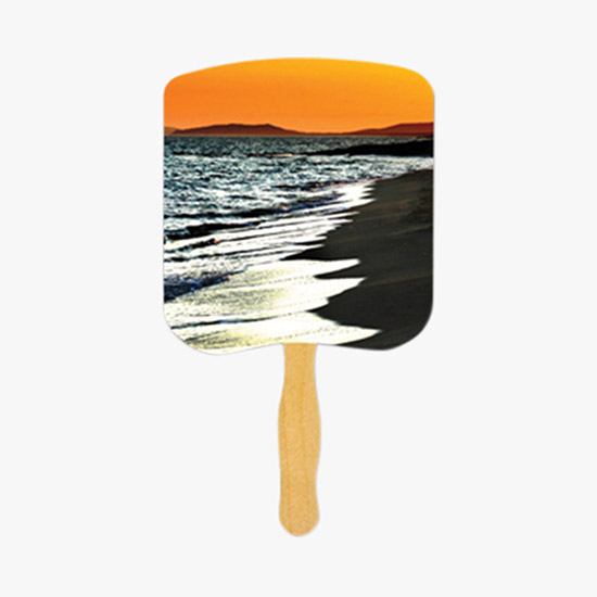 Glued Religious Hand Fan on Stick