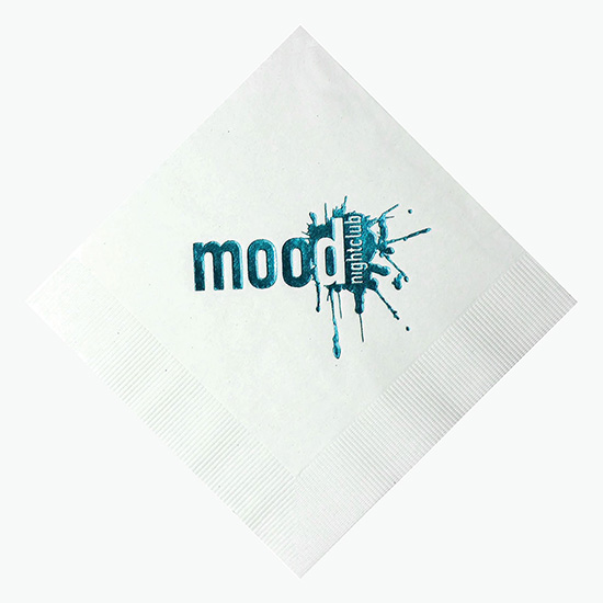 Foil Stamped White Beverage Napkin - 3 Ply