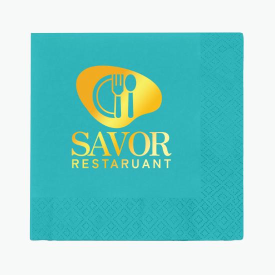 Foil Stamped Colored Beverage Napkin - 2 Ply