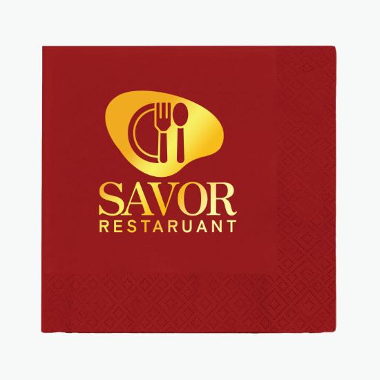 Foil Stamped Colored Beverage Napkin - 2 Ply