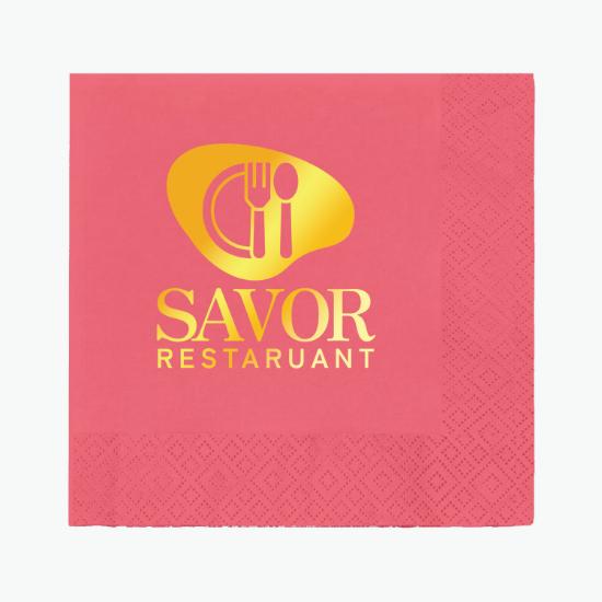 Foil Stamped Colored Beverage Napkin - 2 Ply