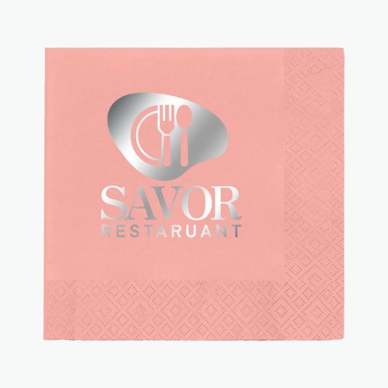 Foil Stamped Colored Beverage Napkin - 2 Ply